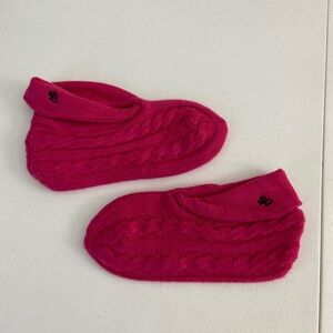 NWOT Lauren Ralph Lauren women’s hot pink cable knit‎ sweater booties slippers